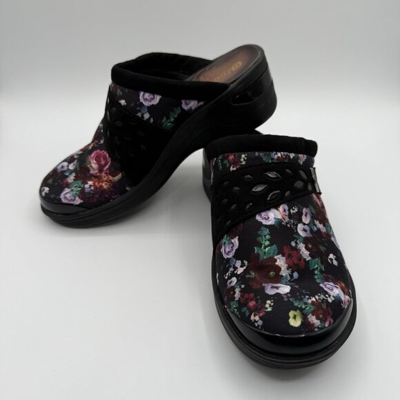 BZees Dolce Back Floral Mules Wedge Clogs Sz 7.5 W Wide Comfort Slip On Shoes - Picture 5 of 15